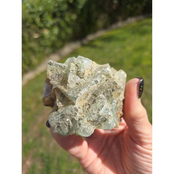 Green Apophyllite Rare Natural Zeolite Crystal Volcanic Rock Cluster - Picture 8 of 9